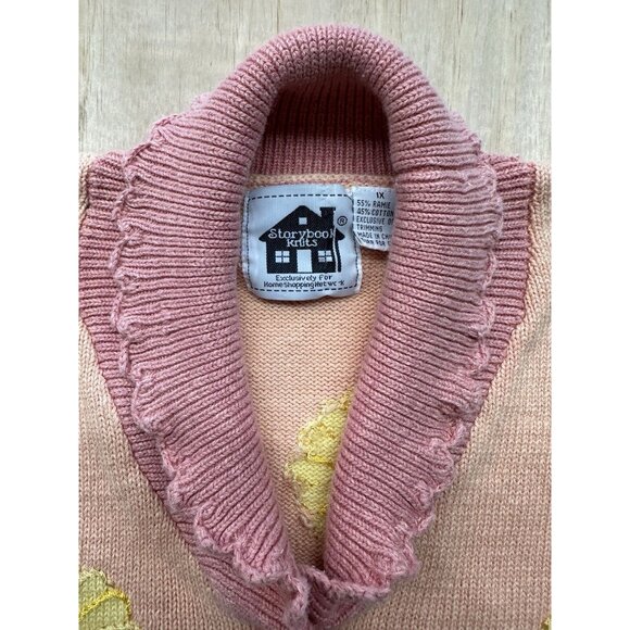 Storybook Knits Ombré Cardigan Sweater Spring Easter Yellow Flowers Plus Sz 1X - Picture 2 of 5